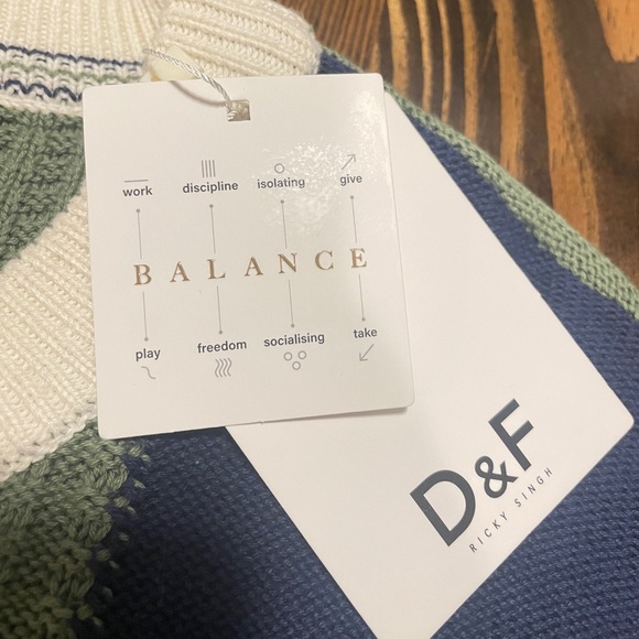 Denim & Flower Men's Colorblock Crewneck Sweater-Green, Blue, Brown, White, NWT - Picture 3 of 7